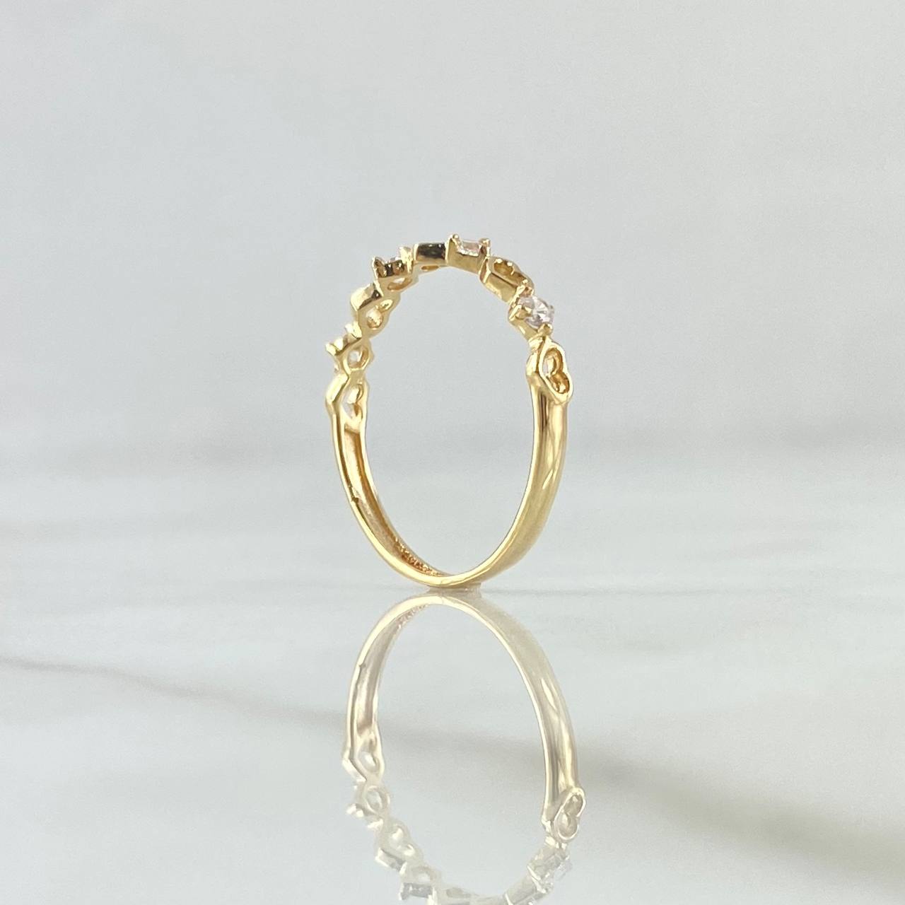 Anillo Corazones Intercalados 1gr / T6 / Circones Blancos Oro Amarillo 18K ©