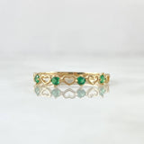Anillo Corazones Intercalados 1gr / T6 3/4 / Circones Verdes Oro Amarillo 18K *