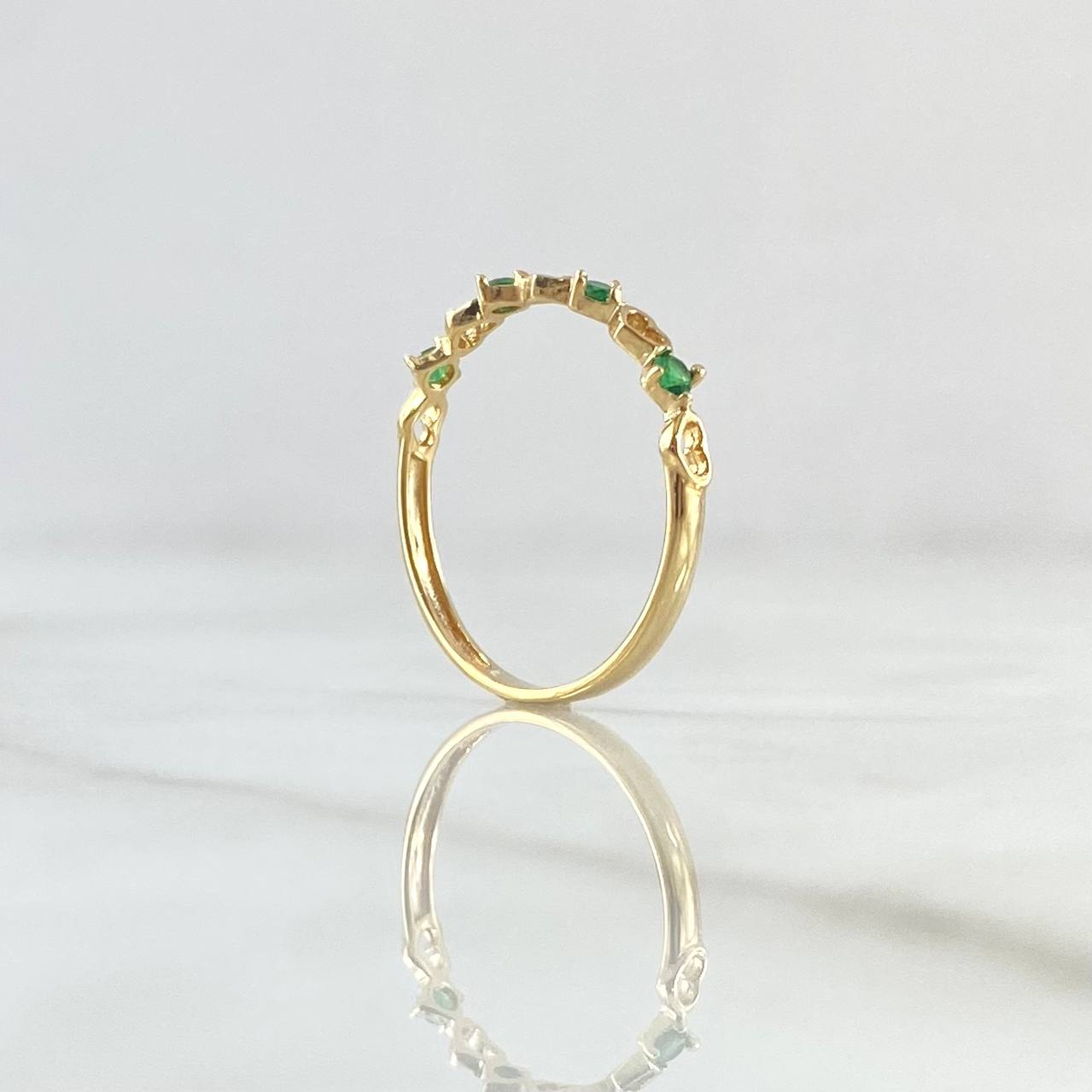 Anillo Corazones Intercalados 1gr / T6 3/4 / Circones Verdes Oro Amarillo 18K *