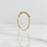 Anillo Corazones Intercalados 1gr / T6 3/4 / Circones Verdes Oro Amarillo 18K *