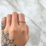 Anillo Corazones Intercalados 1gr / T6 3/4 / Circones Verdes Oro Amarillo 18K *