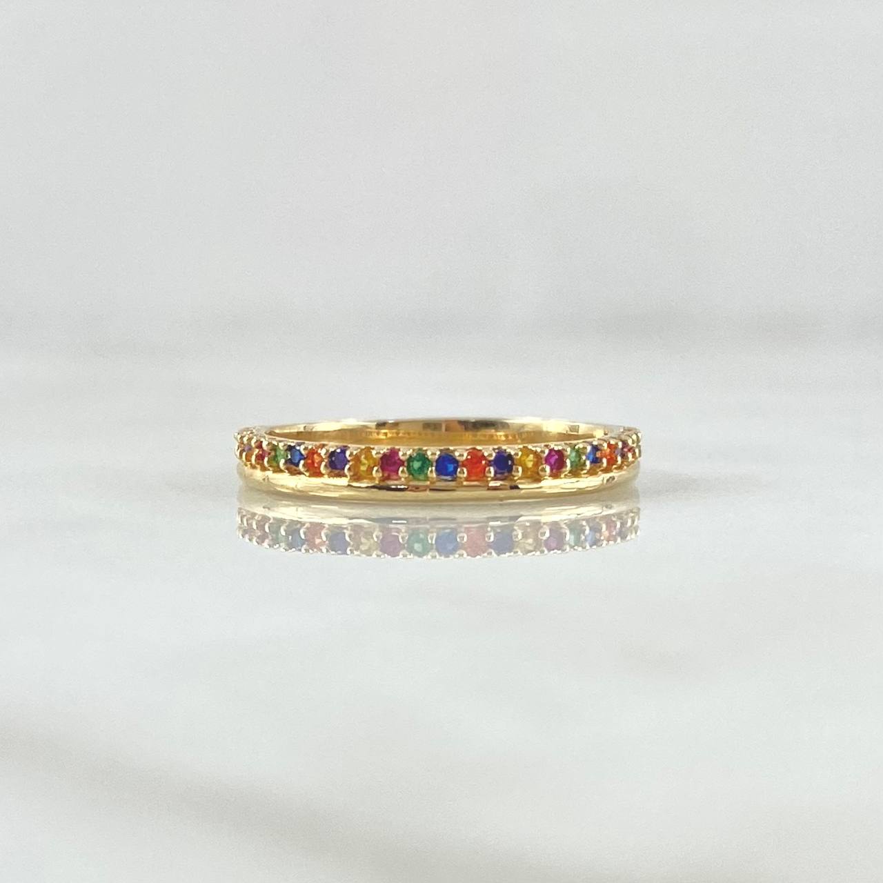 Anillo Churumbela Linea Parcial 1.7gr / T5 1/4 / Circones Multicolor Oro Amarillo 18K *