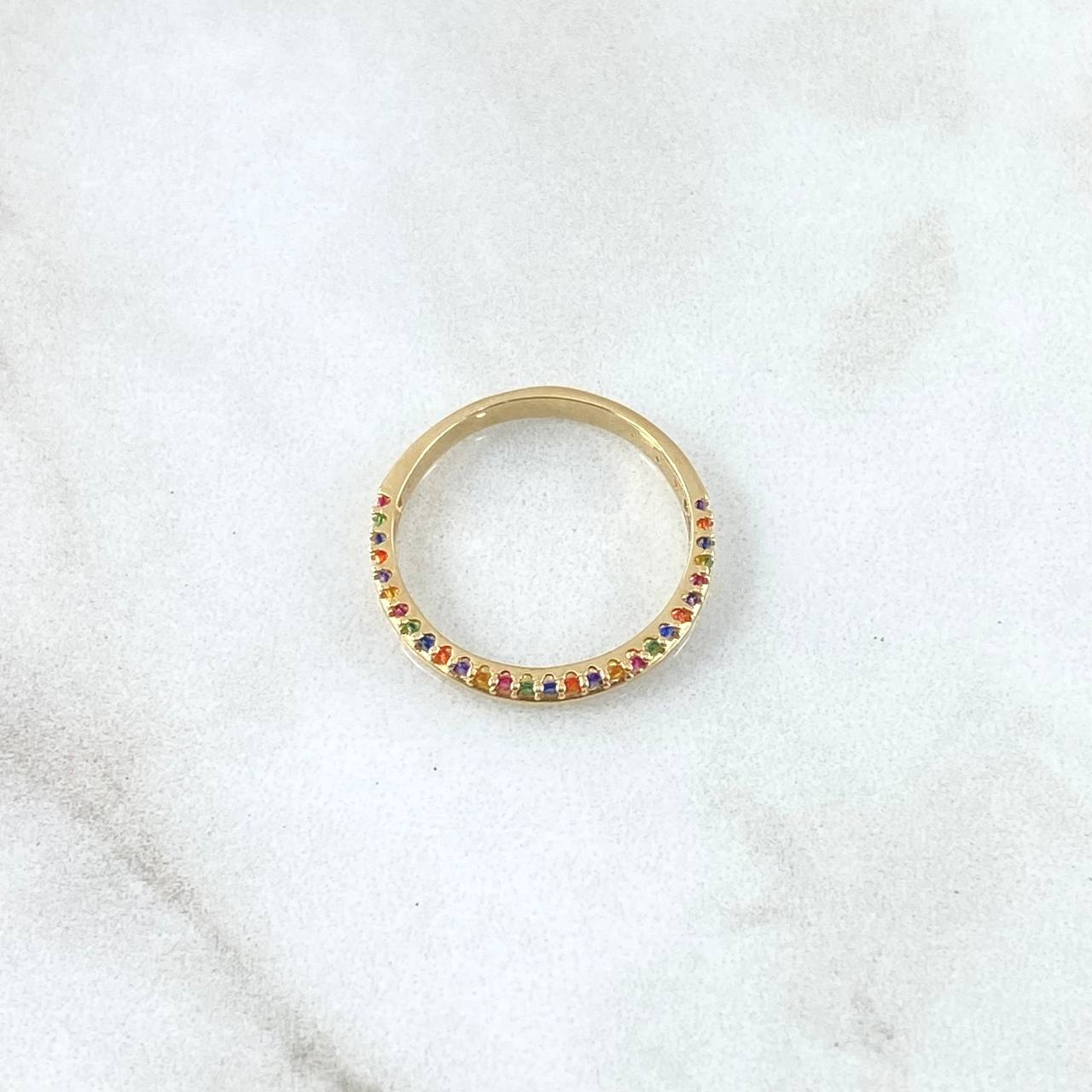 Anillo Churumbela Linea Parcial 1.7gr / T5 1/4 / Circones Multicolor Oro Amarillo 18K *