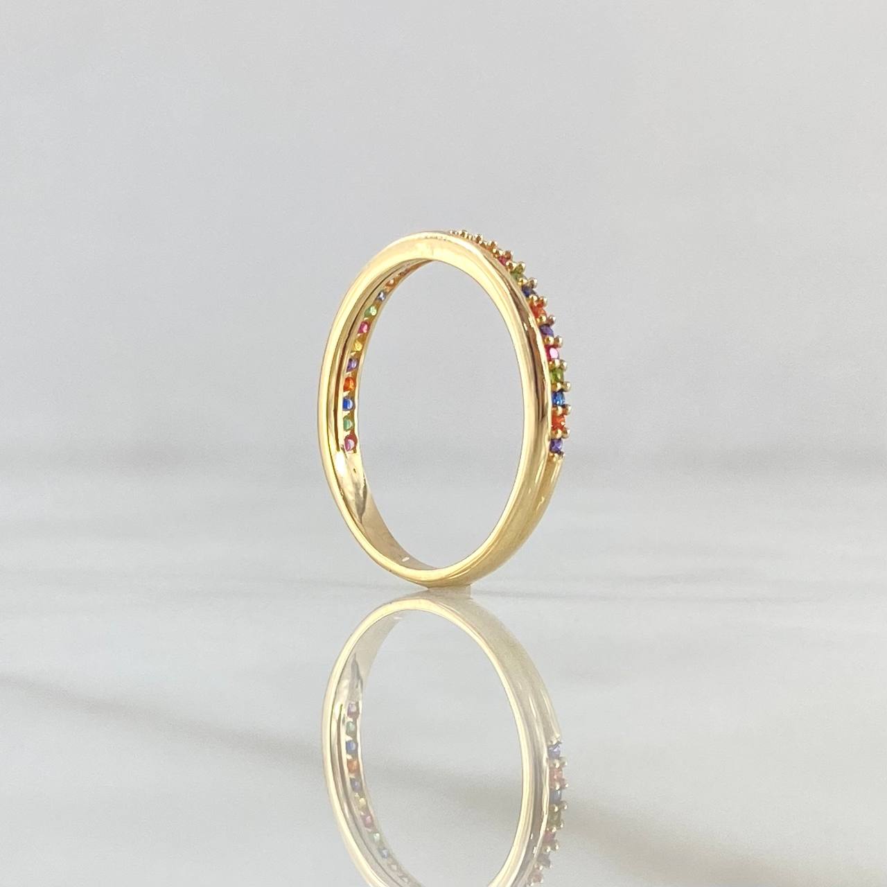 Anillo Churumbela Linea Parcial 1.7gr / T5 1/4 / Circones Multicolor Oro Amarillo 18K *