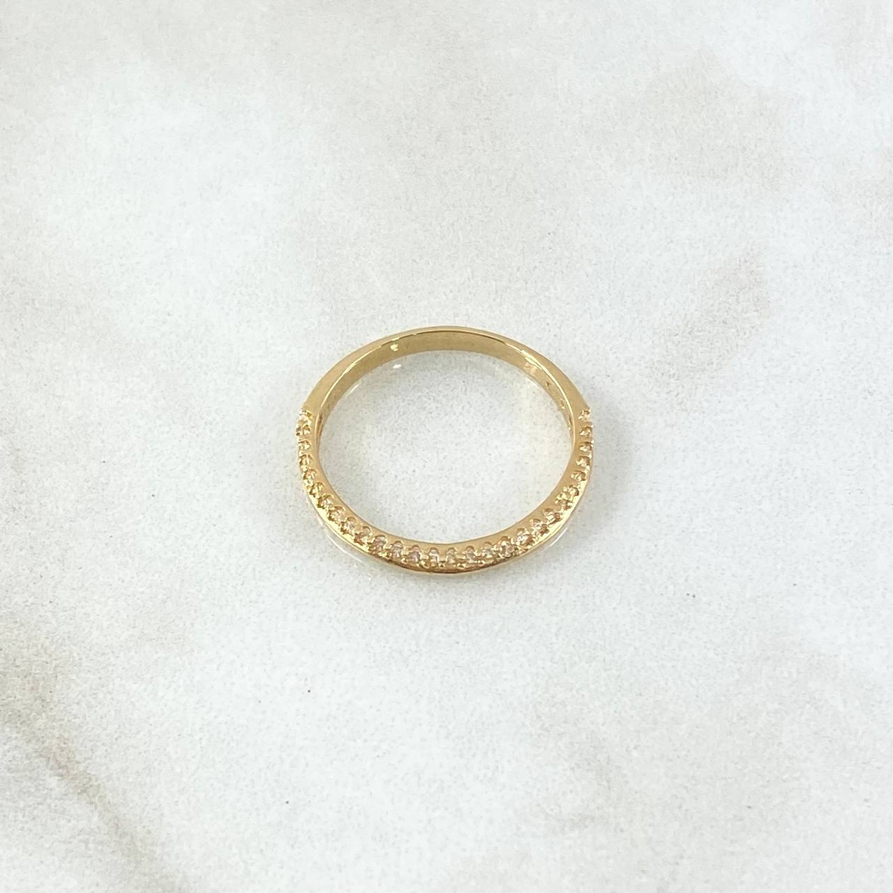 Anillo Churumbela Linea Parcial 1.65gr / T5 1/2 / Circones Blancos Oro Amarillo 18K *