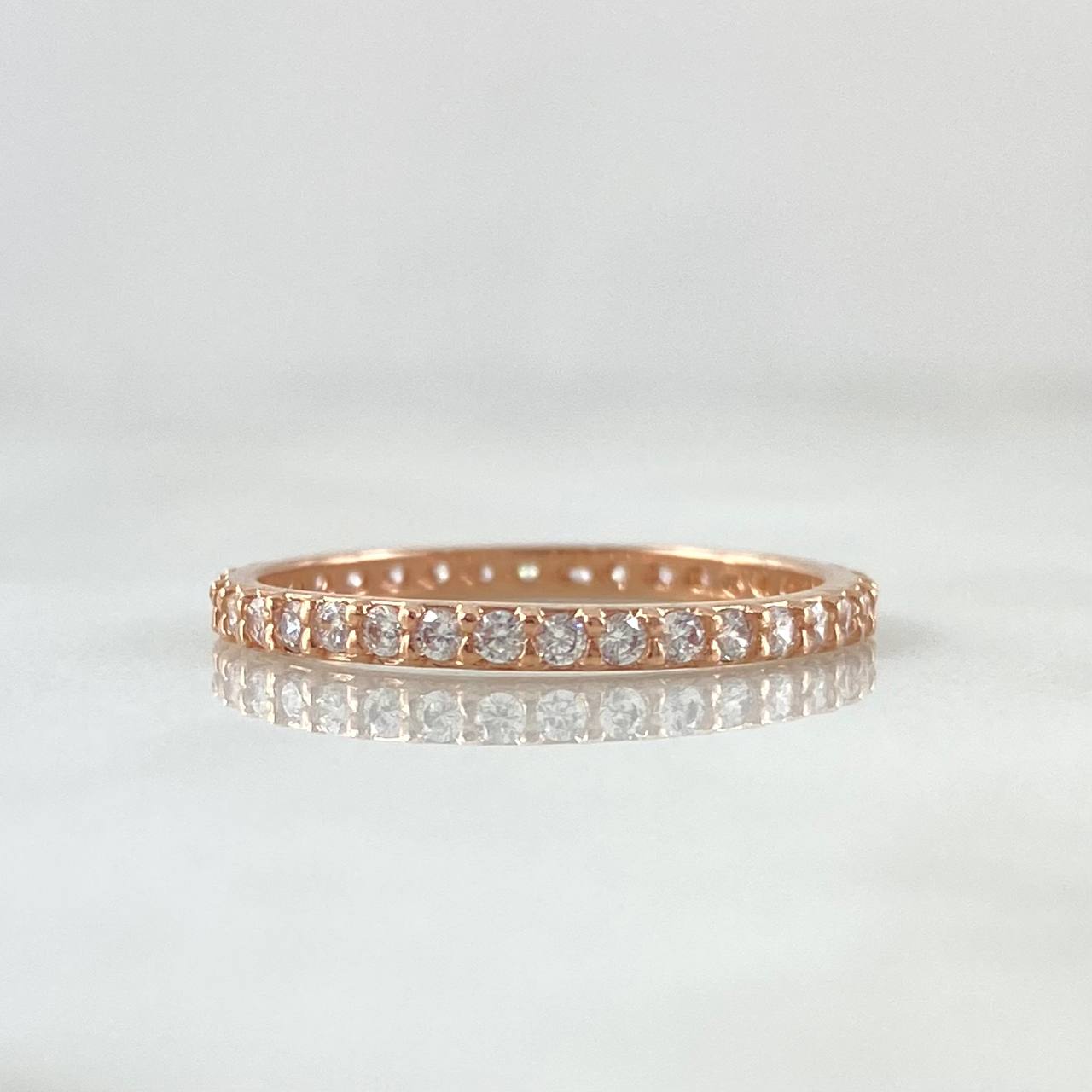 Anillo Churumbela Petit 1.7gr / T7 1/4 / Circones Blancos Oro Rosa 18K *