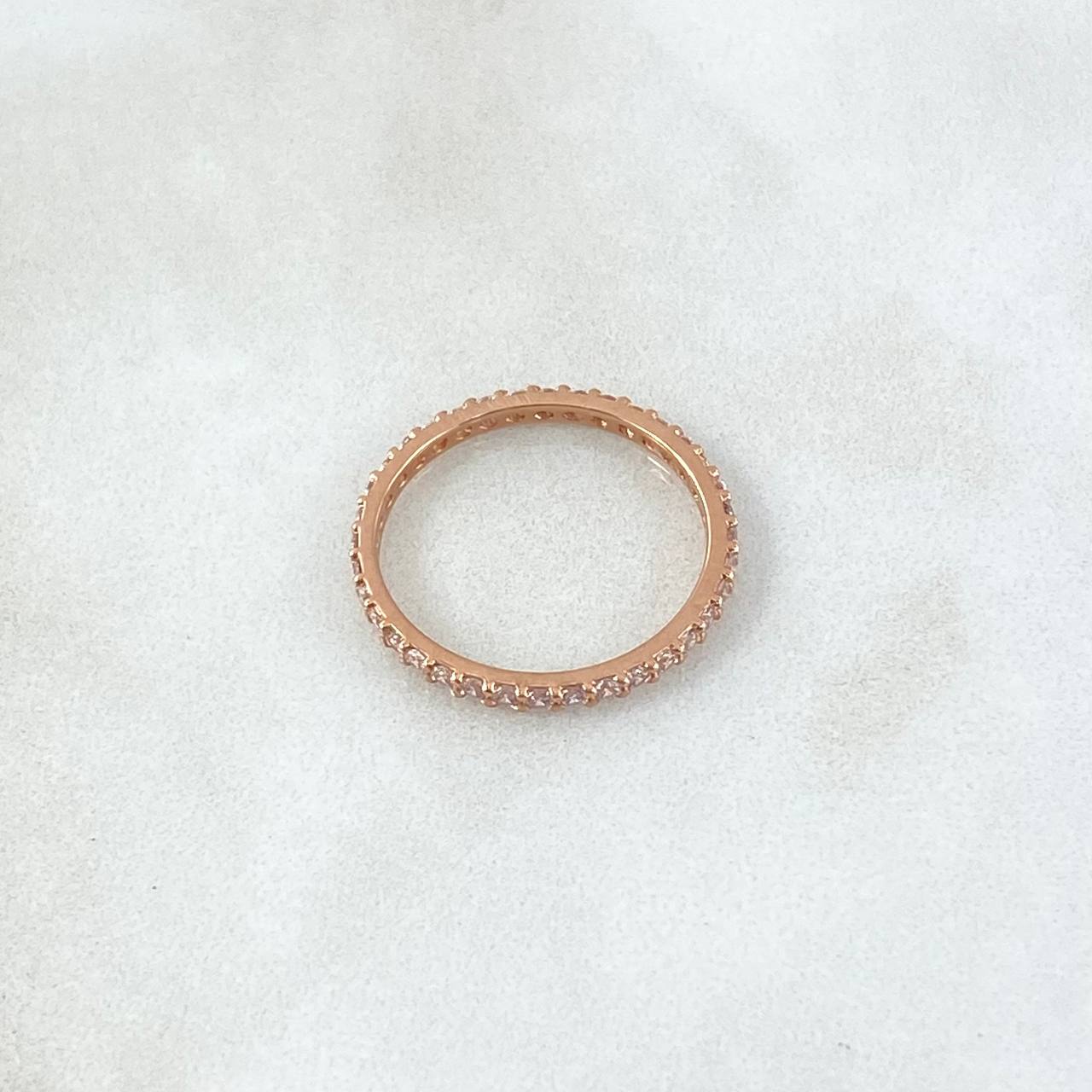 Anillo Churumbela Petit 1.7gr / T7 1/4 / Circones Blancos Oro Rosa 18K *