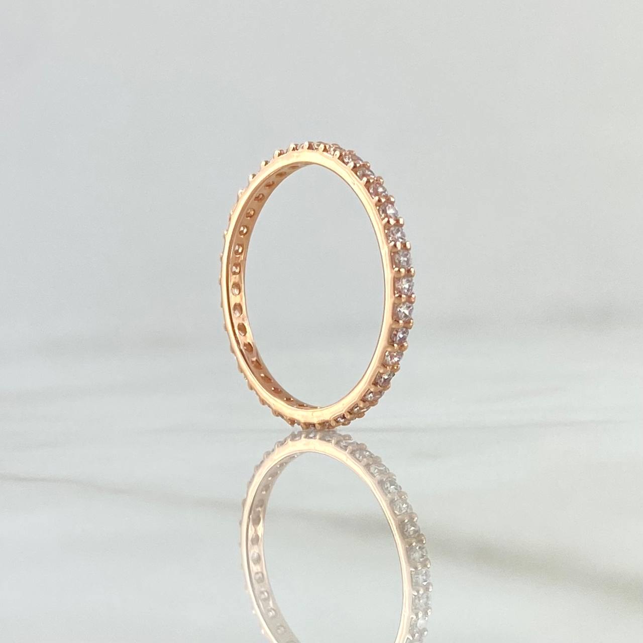 Anillo Churumbela Petit 1.7gr / T7 1/4 / Circones Blancos Oro Rosa 18K *