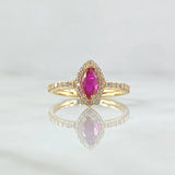 Anillo Ojo de Marqueza 2.1gr / T6 1/2 / Circones Blancos Fucsia Oro Amarillo 18K