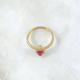 Anillo Ojo de Marqueza 2.1gr / T6 1/2 / Circones Blancos Fucsia Oro Amarillo 18K