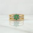 Anillo Flor Tres Lineas 3.8gr / T7 1/4 / Circones Blancos Verdes Tres Oros 18K