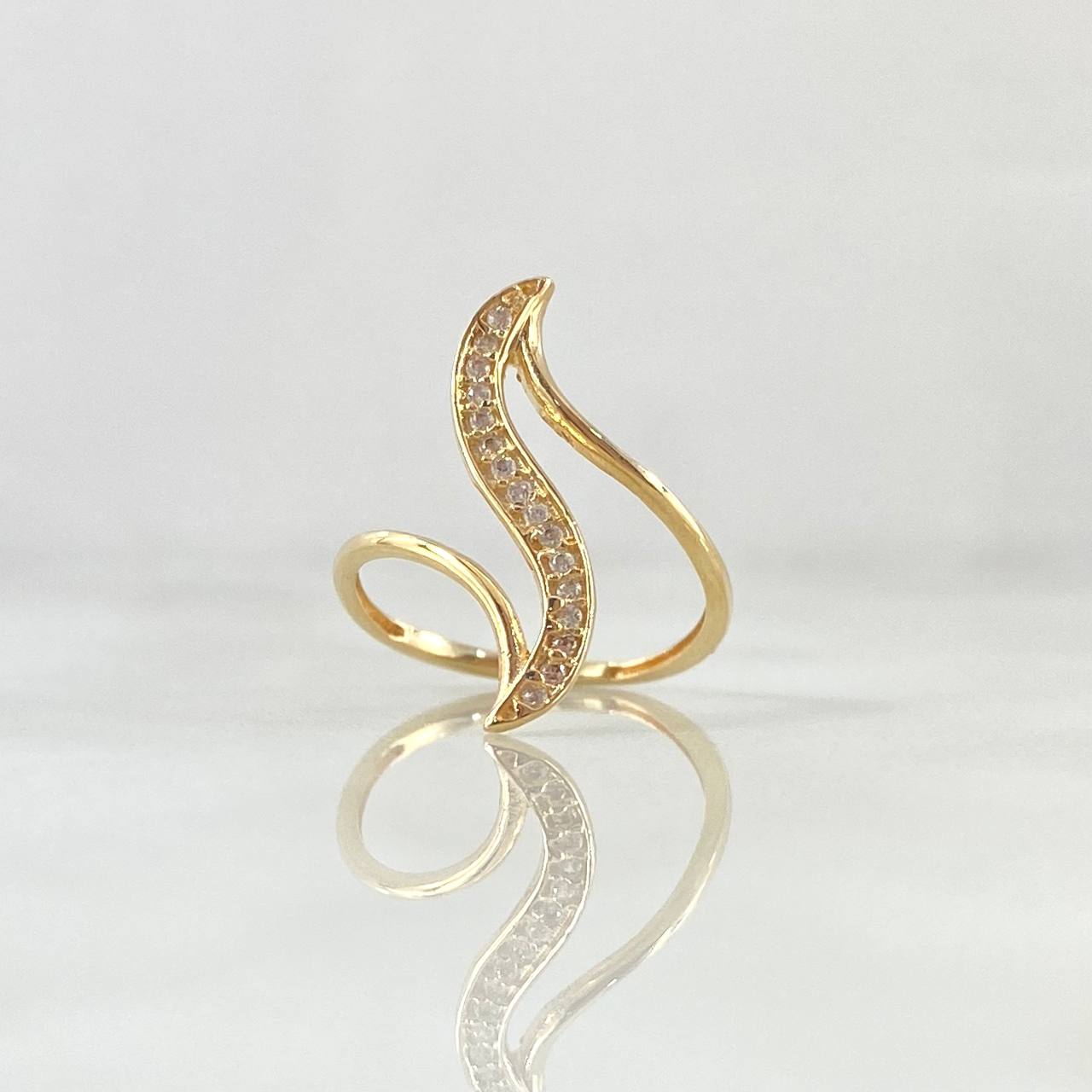 Anillo Curva Perpendicular 1.7gr / T6 1/4 / Circones Blancos Oro Amarillo 18K