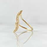 Anillo Curva Perpendicular 1.7gr / T6 1/4 / Circones Blancos Oro Amarillo 18K