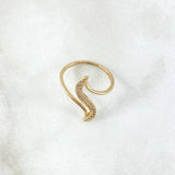 Anillo Curva Perpendicular 1.45gr / T4 / Circones Blancos Oro Amarillo 18K