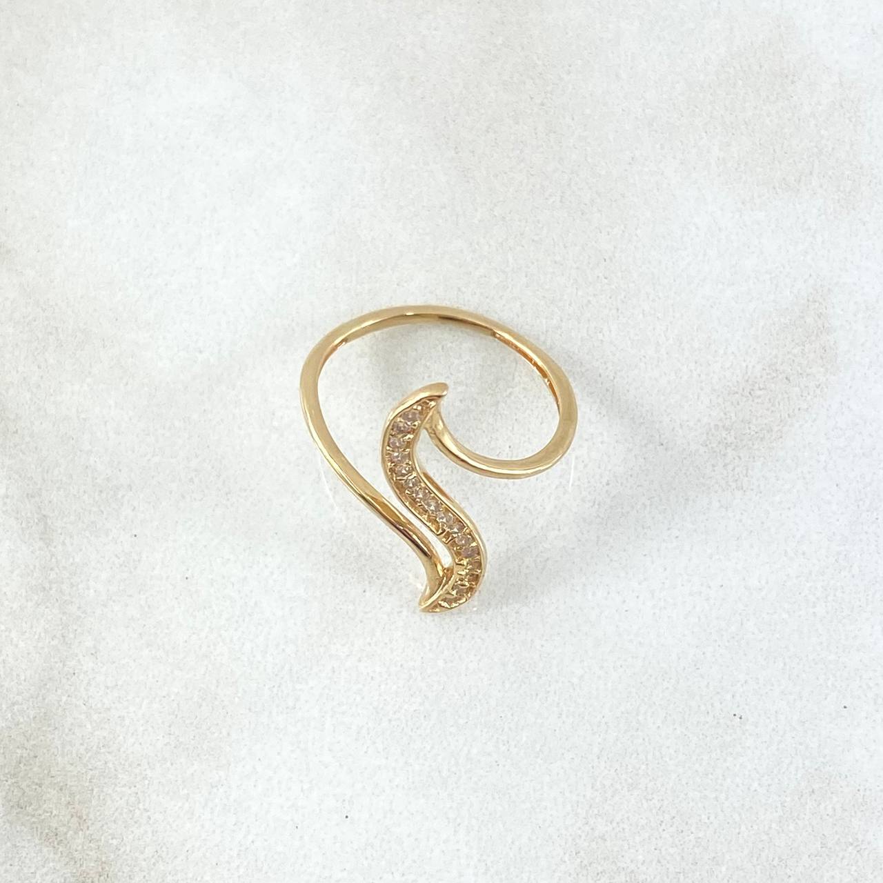 Anillo Curva Perpendicular 1.7gr / T6 1/4 / Circones Blancos Oro Amarillo 18K