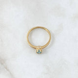 Anillo Solitario Seis Puntas 2.1gr / T7 / Circones Blancos Azul Oro Amarillo 18K