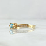 Anillo Solitario Seis Puntas 2.1gr / T7 / Circones Blancos Azul Oro Amarillo 18K