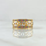 Anillo GC Carril Doble 4.25gr / T7 / Circones Multicolor Dos Oros Amarillo Blanco 18K