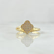 Anillo Trebol VCYA Tupido 2.5gr / T5 3/4 / Circones Blancos Oro Amarillo 18K