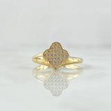 Anillo Trebol VCYA Tupido 2.5gr / T5 3/4 / Circones Blancos Oro Amarillo 18K