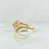 Anillo Trebol VCYA Tupido 2.5gr / T5 3/4 / Circones Blancos Oro Amarillo 18K