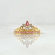 Anillo Corona de Buquet 2.5gr / T7 1/4 / Circones Blancos Lila Oro Amarillo 18K