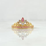 Anillo Corona de Buquet 2.5gr / T7 1/4 / Circones Blancos Lila Oro Amarillo 18K