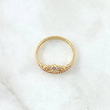 Anillo Corona de Buquet 2.5gr / T7 1/4 / Circones Blancos Lila Oro Amarillo 18K