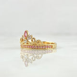 Anillo Corona de Buquet 2.5gr / T7 1/4 / Circones Blancos Lila Oro Amarillo 18K