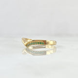 Anillo Tiara en V 1.6gr / T7 1/4 / Circones Blancos Verdes Oro Amarillo 18K