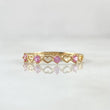 Anillo Corazones Intercalados 1.05gr / T7 1/4 / Circones Lila Oro Amarillo 18K
