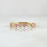 Anillo Corazones Intercalados 1.05gr / T7 1/4 / Circones Lila Oro Amarillo 18K