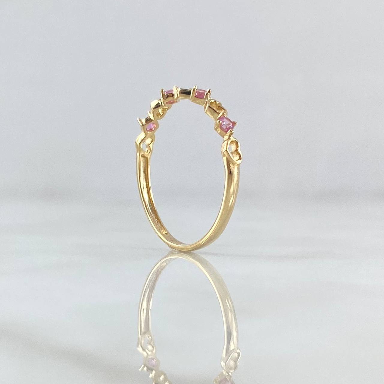 Anillo Corazones Intercalados 1.05gr / T7 1/4 / Circones Lila Oro Amarillo 18K