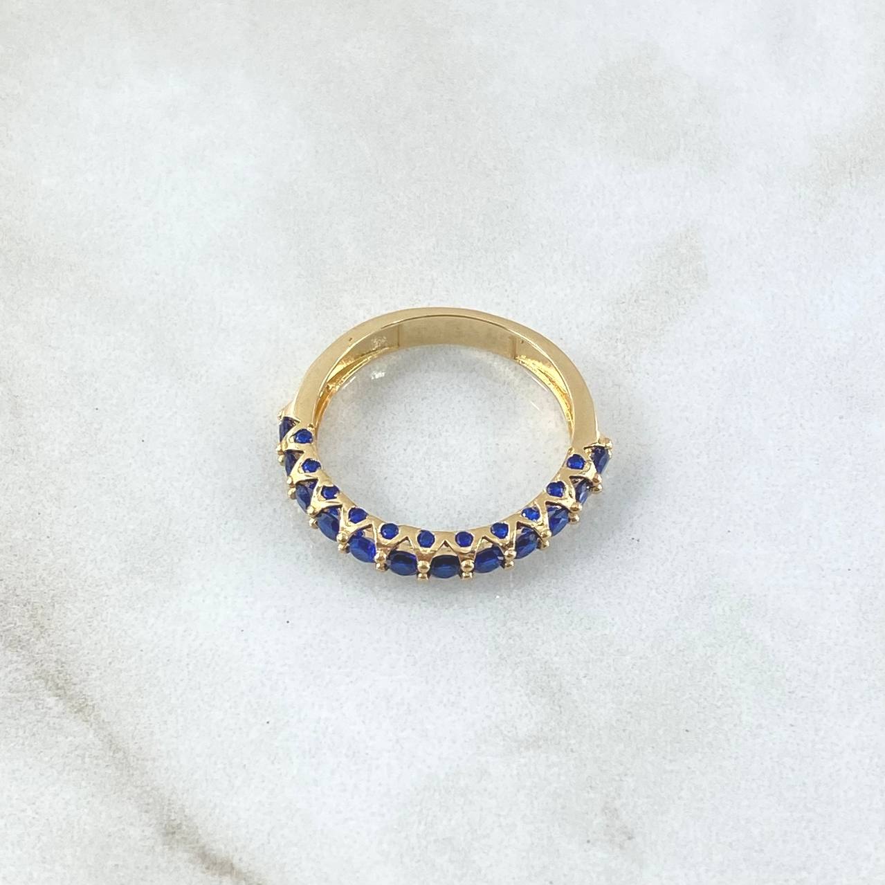 Anillo Churumbela Vertebral 2.9gr / T7 1/4 / Circones Azul Rey Oro Amarillo 18K