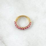Anillo Churumbela Vertebral 2.85gr / T7 / Circones Fucsias Oro Amarillo 18K