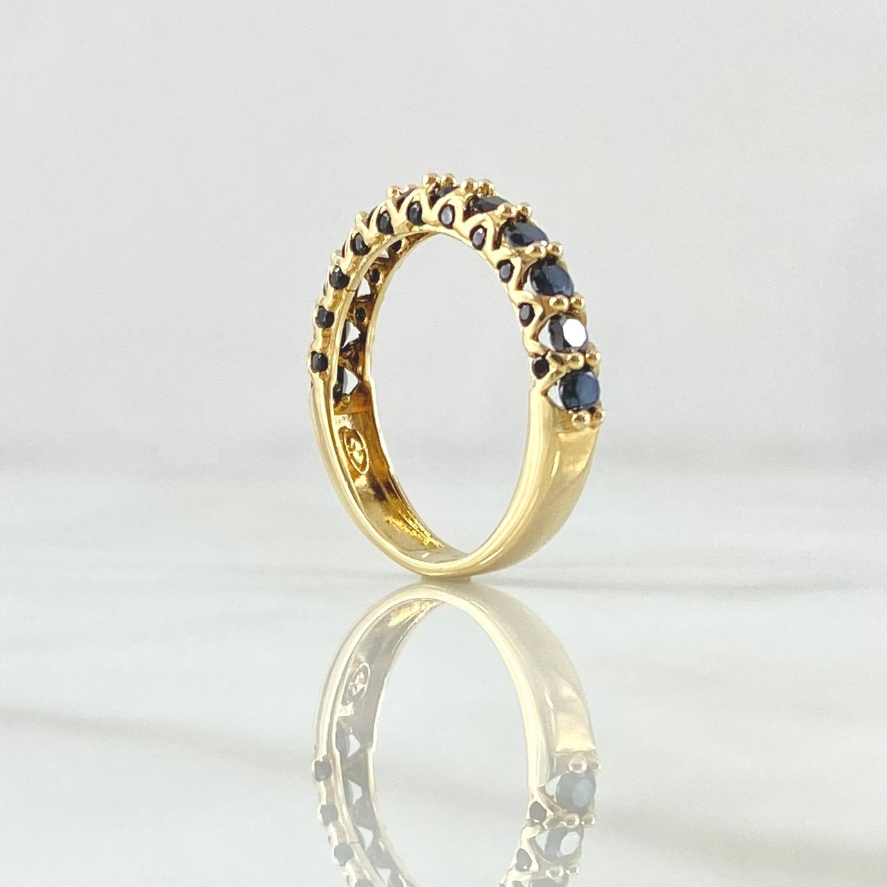 Anillo Churumbela Vertebral 2.65gr / T5 1/4 / Circones Azul Rey Oro Amarillo 18K