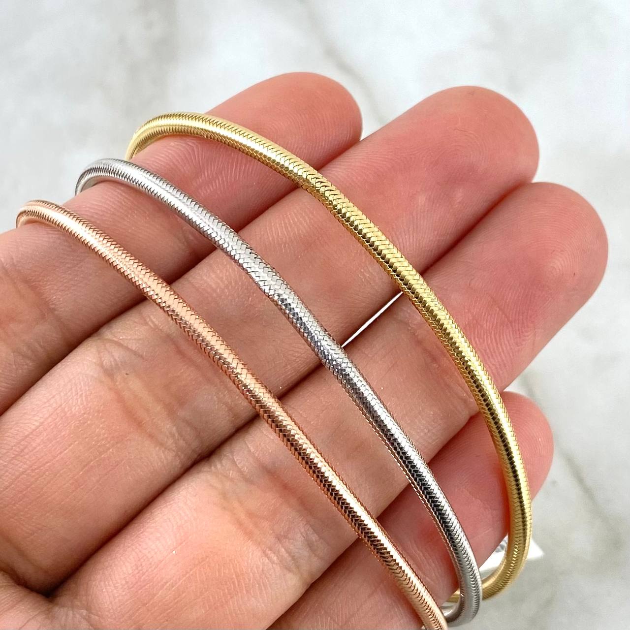 Pulso Trio Aros Reticulados 5.55gr / 18cm-22cm / 2.2mm Oro Amarillo +4 * (Oferta)