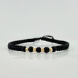 Pulsera Tejida Negra Bolas Diamantadas 3Mm Oro Amarillo 18K