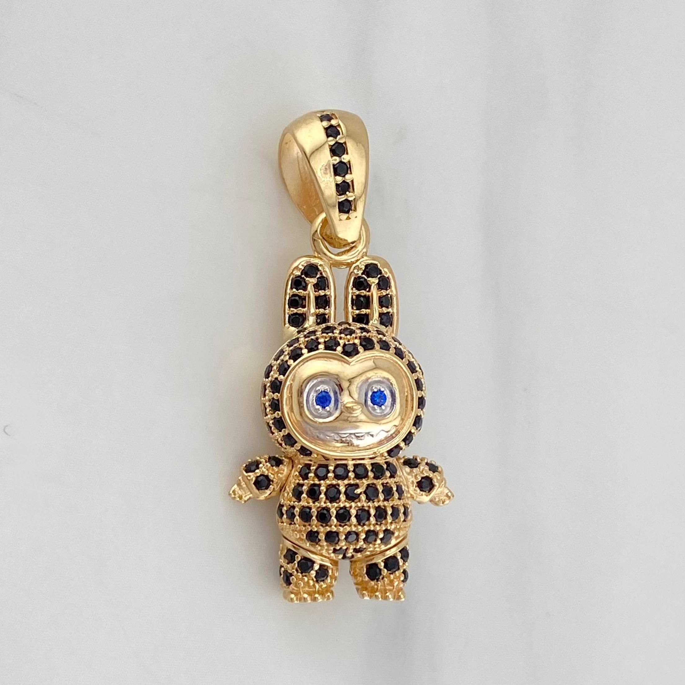 Dije Conejo Sonriente 5.9 g / 3.5 cm Dos Oros Amarillo Blanco 18K