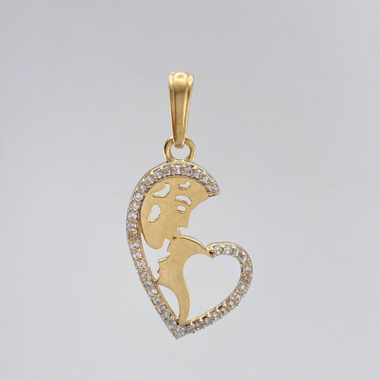 Dije Corazon 2.3 g / 3 cm Dos Oros Amarillo Blanco 18K