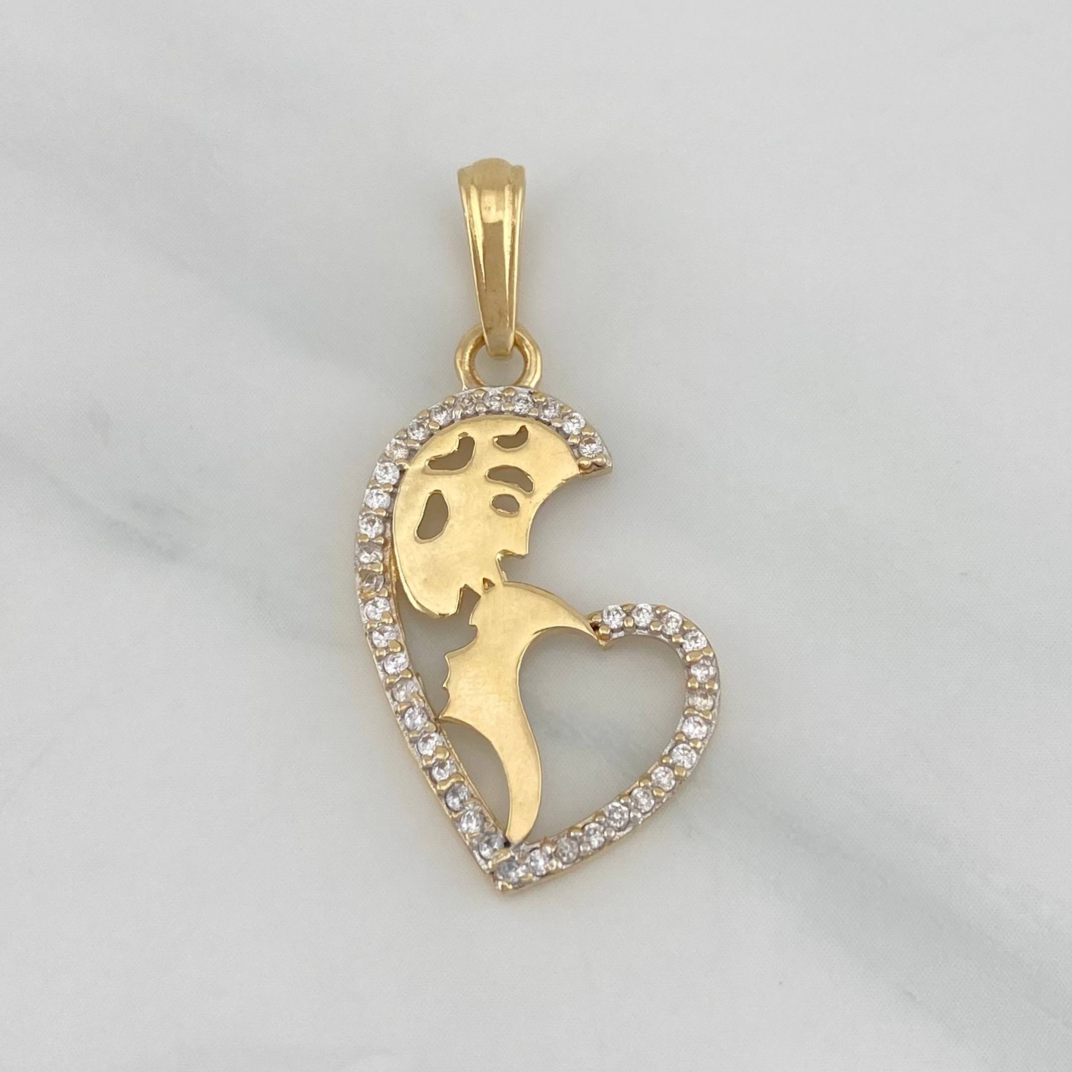Dije Corazon 2.3 g / 3 cm Dos Oros Amarillo Blanco 18K
