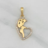 Dije Corazon 2.3 g / 3 cm Dos Oros Amarillo Blanco 18K