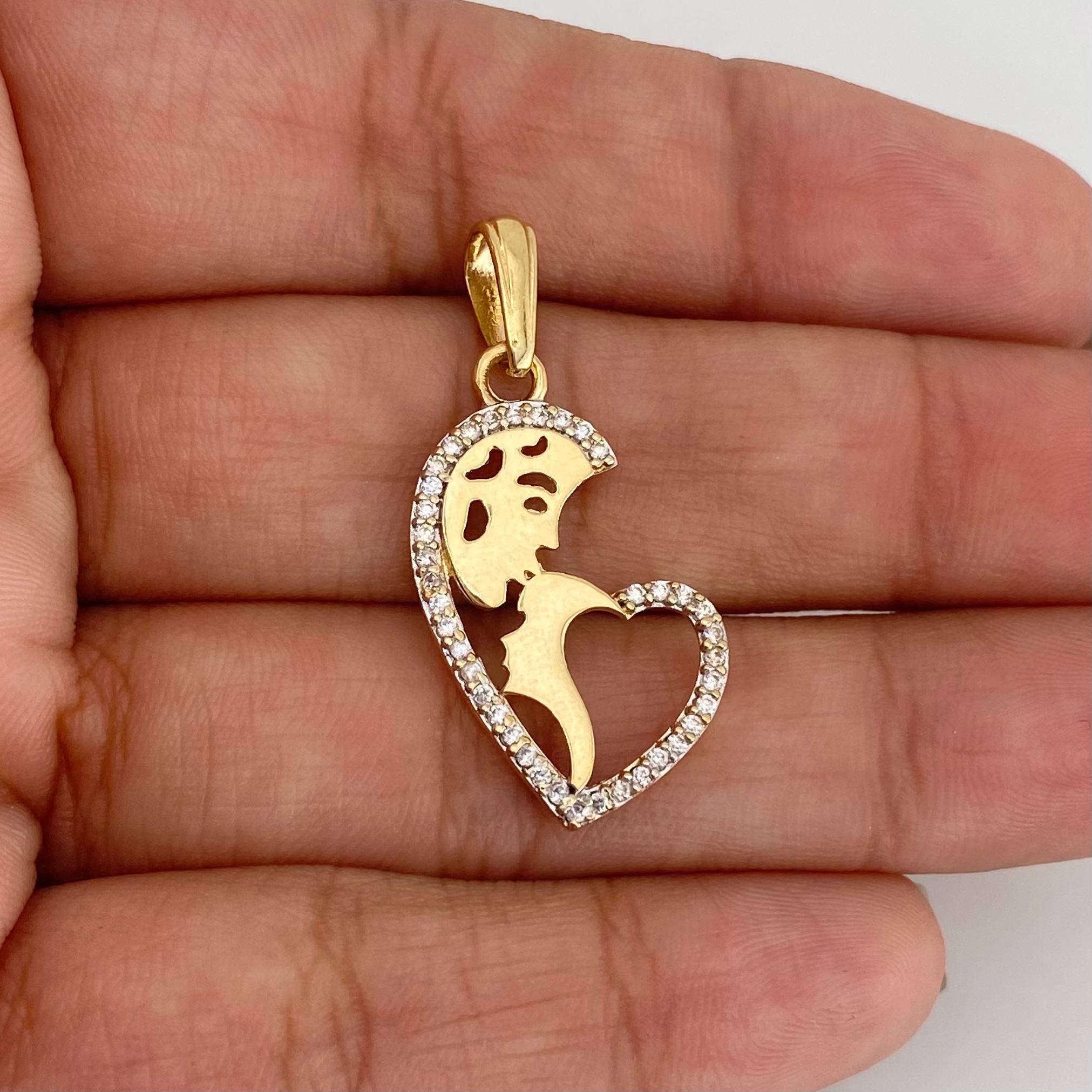 Dije Corazon 2.3 g / 3 cm Dos Oros Amarillo Blanco 18K