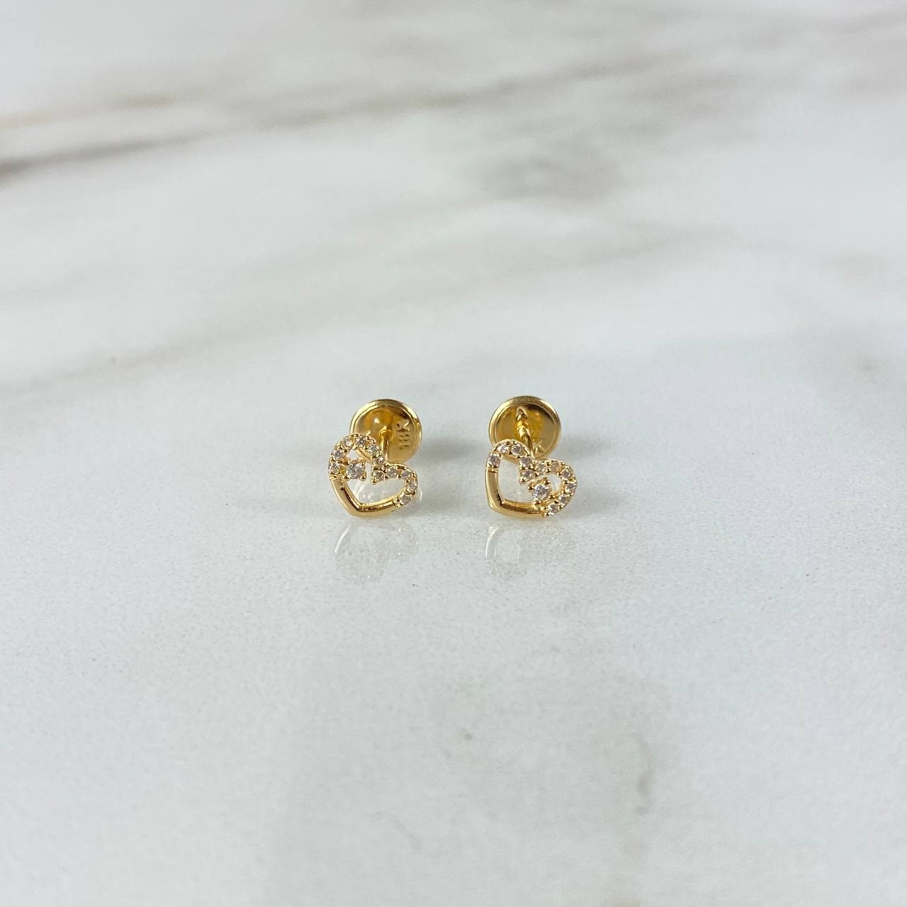 Topos Silueta Corazon 0.8gr / Circones Blancos Oro Amarillo ©