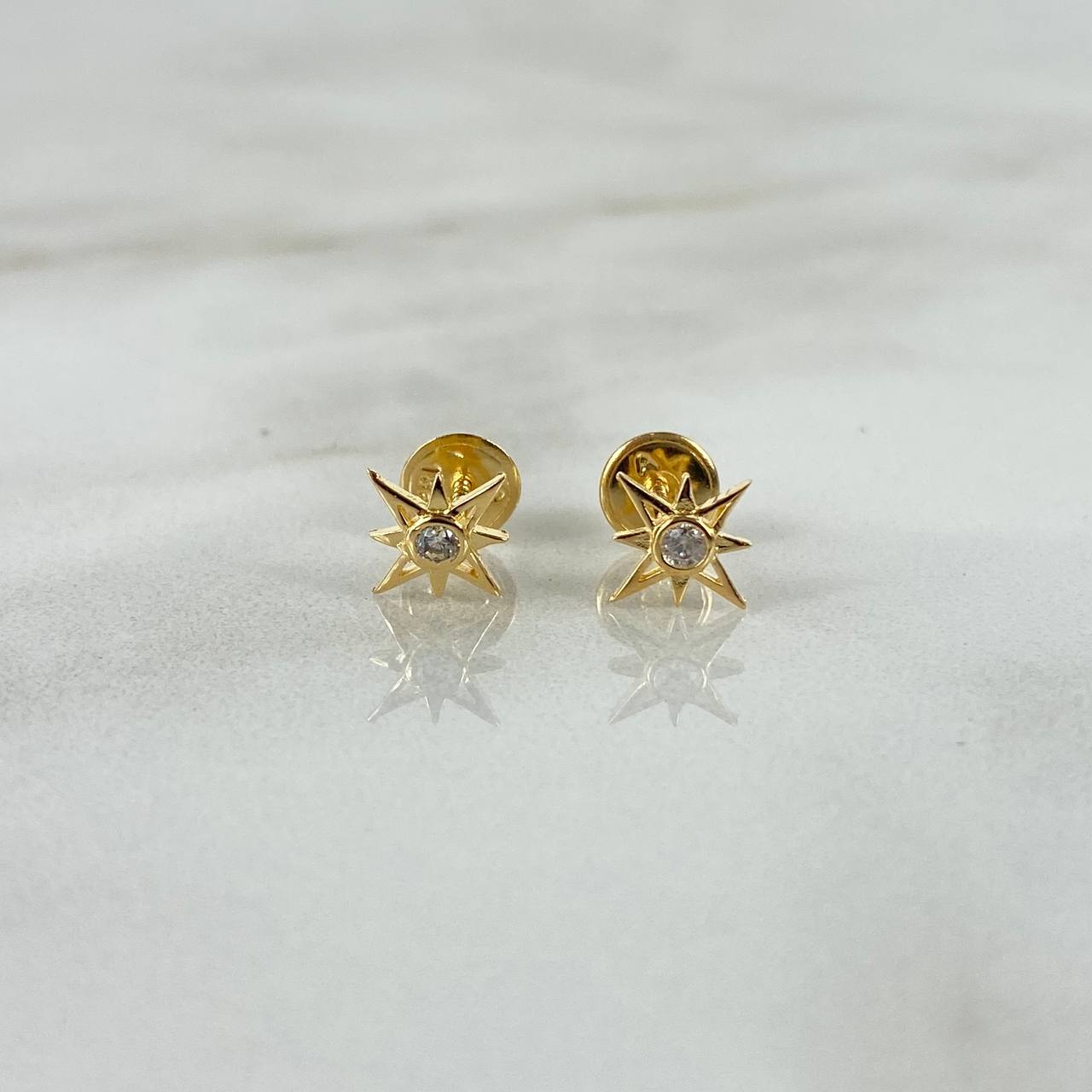 Topos Estrella De David 0.8gr / Circon Blanco Oro Amarillo ©