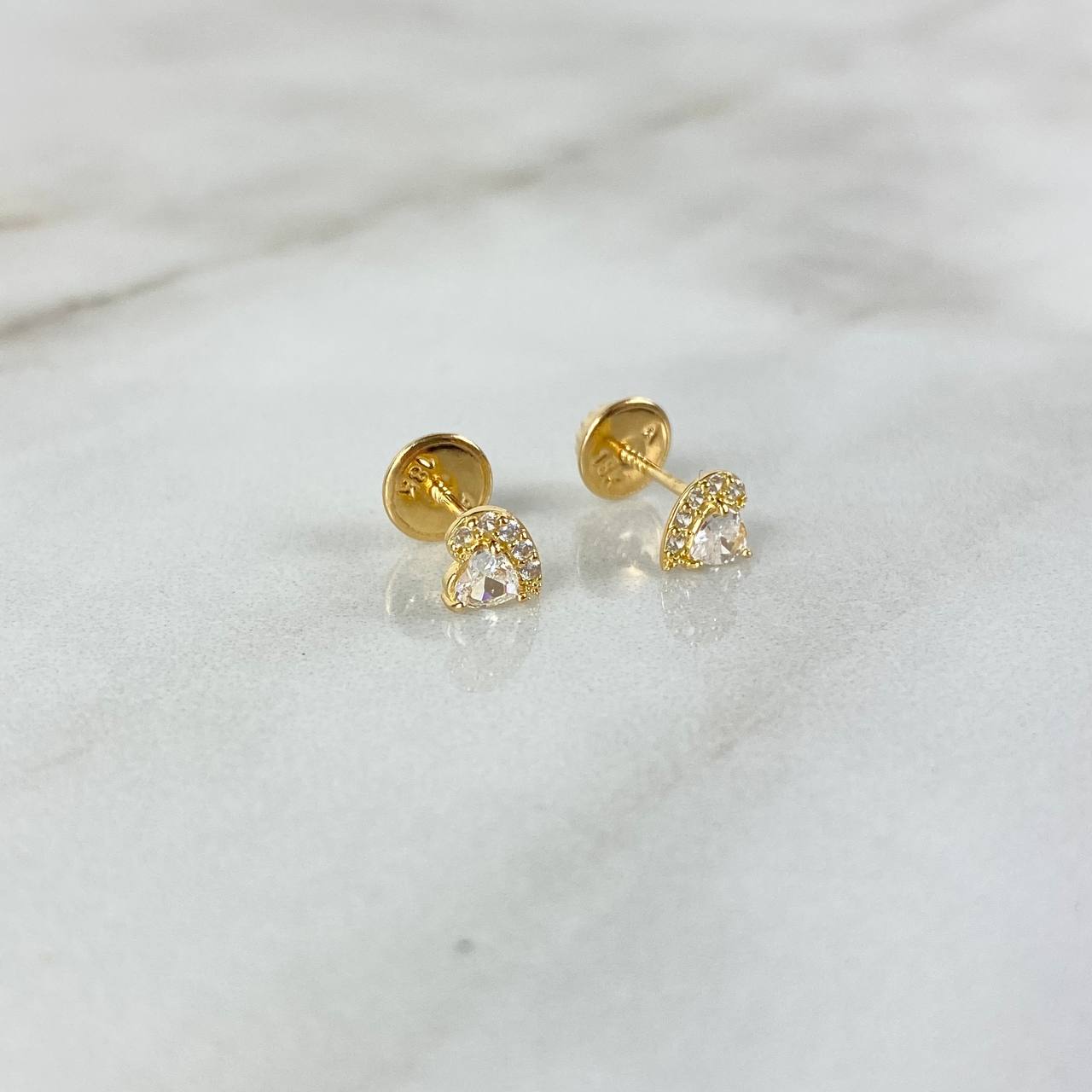 Topos Corazon Circon 0.8gr / Blanco Circones Blancos Oro Amarillo ©