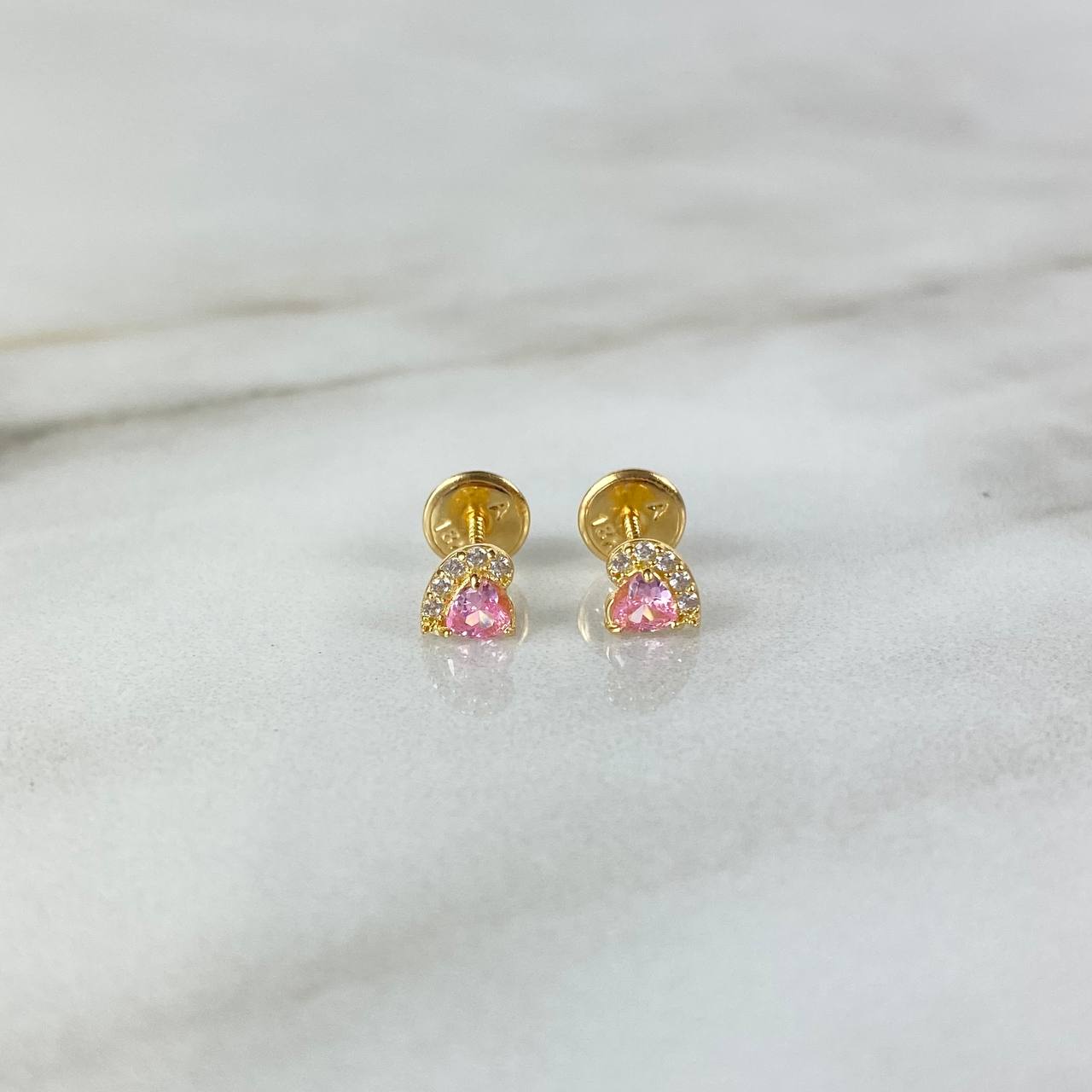 Topos Corazon Circon 0.8gr / Rosado Circones Blancos Oro Amarillo ©