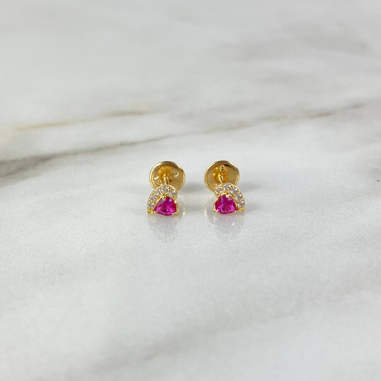 Topos Corazon Circon 0.75gr / Fucsia Circones Blancos Oro Amarillo ©