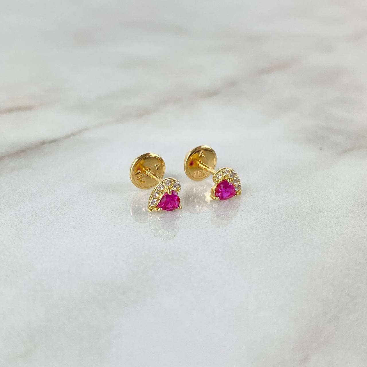 Topos Corazon Circon 0.75gr / Fucsia Circones Blancos Oro Amarillo ©