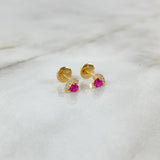 Topos Corazon Circon 0.75gr / Fucsia Circones Blancos Oro Amarillo ©
